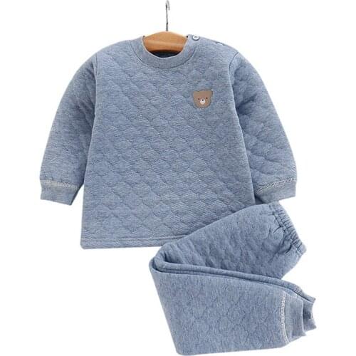 Winter Girls Boys Suit 2021 New Autumn Casual Thick Cotton Thermal Underwear 2Pcs Kids Baby Pajama Sets Childrens Clothing 1-5y