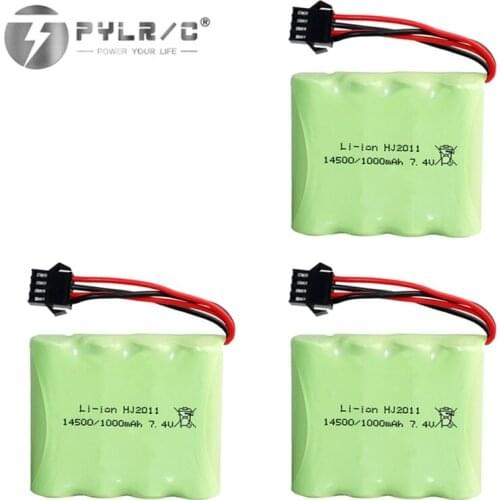 1/2/3/5pcs 7.4V 1000mAh 2S Lipo Battery For DE36W 1:16RC Off-Road 4WD High-Speed Climbing Drift Racing toy accessories
