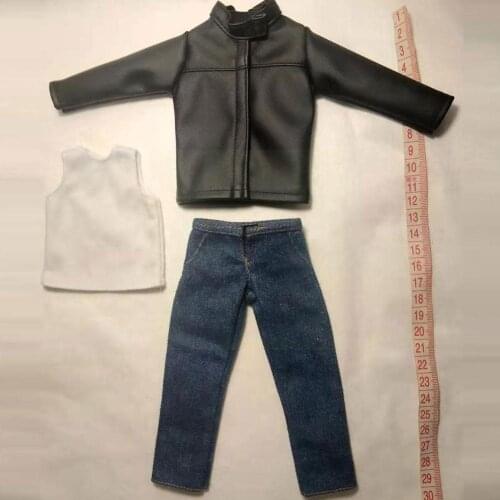 1/6 Trend Coat Leather Vest Jeans Suit Model Movable Clothing Doll Accessories For 12 Girl Inch Suitable E3H8