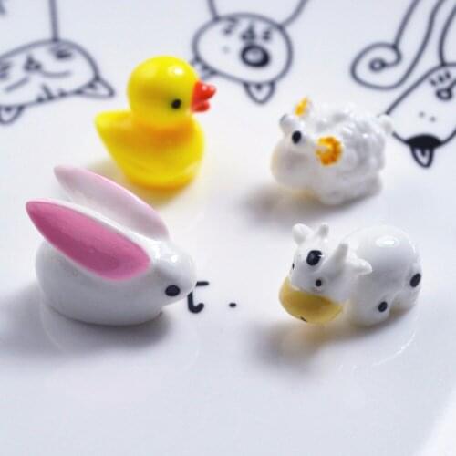 10PCS/lot Super Cute 3D Resin Duck/ Ribbit/ Cow/ Sheep Cabochon For Micro landscape Decoration DIY Craft Accessary