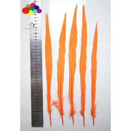 100pcs 16-22inch/40-55cm mountain pheasant feathers faded orange 100% Natural tail for carnival feathers Diy costume mask