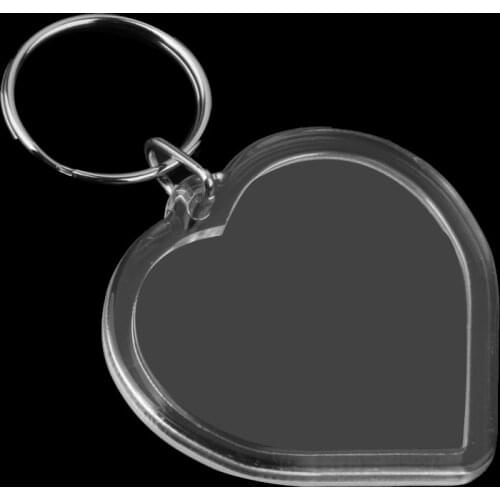 20 pcs Clear Heart Blank Plastic Insert Photo Picture Frame Key Ring Keychain