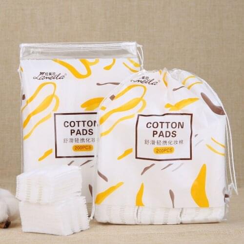 200 Pieces Of Natural Color Cosmetic Cotton In Bag Bamboo Fiber Cotton Double Sided Thickened Sandwich Cleaning Beauty Tool