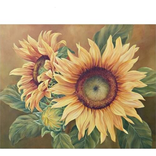 5D DIY sunflower floral Diamond Painting Cross Stitch Full Round square home decorative Retro classical Mosaic Embroidery