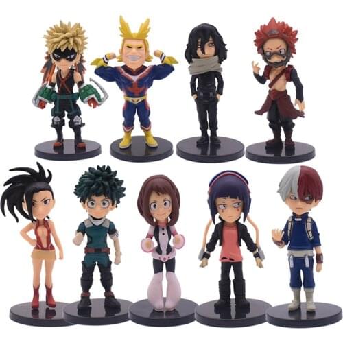 9pcs/lot My Hero Academia Figure Toy Izuku Midoriya Shouto Todoroki Urarak Bakugou Boku No Hero Academia Model Figurine Toy Doll