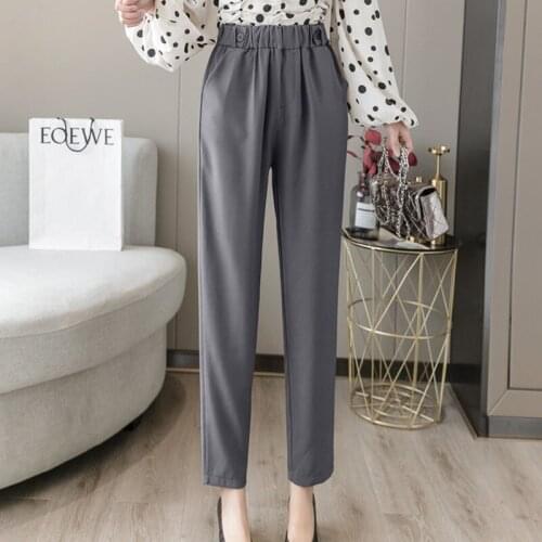 Casual Pants Female Autumn Fashion Women Pants 2021 High Waist Loose Slimming Straight Black Pant Button Pockets Solid Flat 0821