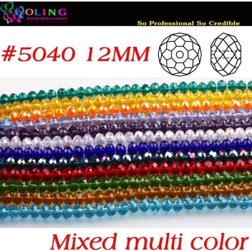 Bead 50Pcs 12mm 5040 AAA Top Quality Mixed Faceted Glass Crystal Rondelle Spacer Beads Bracelet choker necklace jewelry making