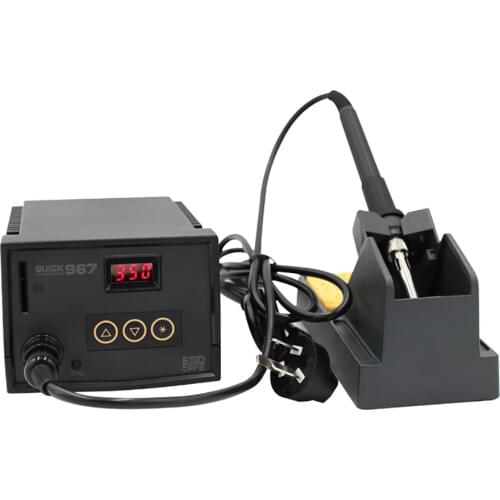 Quick 967 Soldering Station Silicone Anti-scalding Electric Soldering Iron LED Switch Station 60W ESD Safe Temp Control