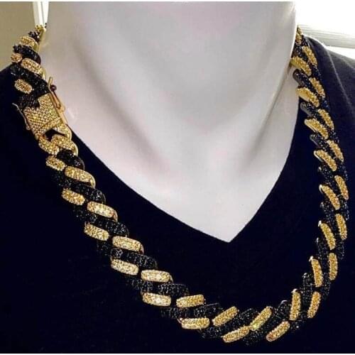 Tow Tone 2Row Cuban Chain Necklace Men Hip Hop Iced Out Bling CZ Necklace Jewelry Gold Silver Color Charm Gift Drop Ship
