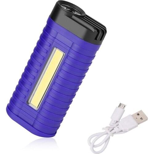 COB LED Work light Super Bright USB Charging Flashlight Torch 2 Mode Handheld Flashlights Pocket Clip Work Light for Emergency