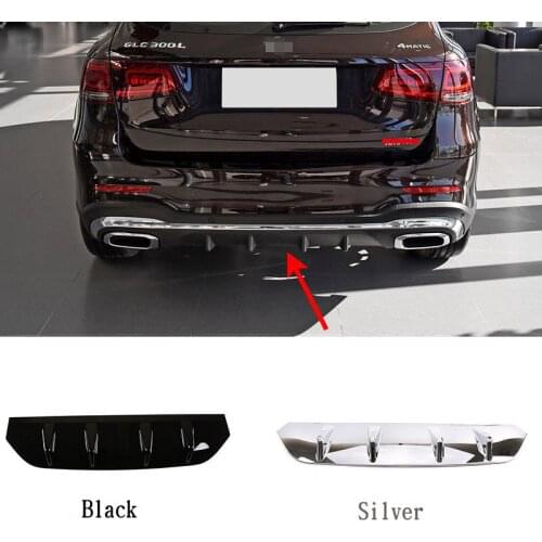For Mercedes-Benz GLC X253 2020-2021 ABS Black/Silver Car Rear Bumper Lower Guard Plate Decorative Sticker Car Accessories
