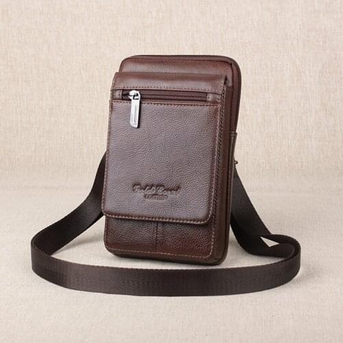 Travel Shoulder Crossbody Bags Genuine Leather Mens Belt Waist Bags Phone Pouch Bag Fanny Packs Casual Male Small