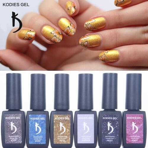 KODIES GEL Hybrid Varnishes Gel UV Nail Polish Holographic Gold Glitter Gellak Vernis Semi permanent LED Nails Gel for Manicure