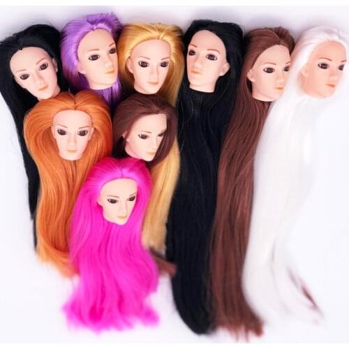 Boy Doll Head / 3D eyes Golden Purple hair Super Long Straight Hair Head / Doll Accessories DIY For 1/6 Boyfriend OB Ken Doll