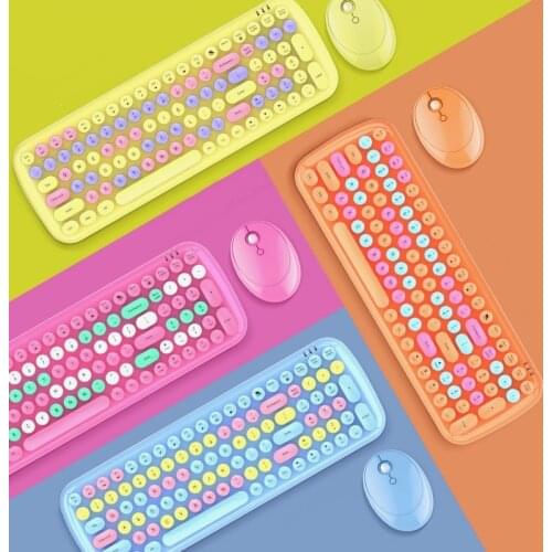 Mixed Color Keycap MOFII CANDY-XR 2.4Ghz Wireless Keyboard and Mouse Set Girls Keyboard For Home and Office Use
