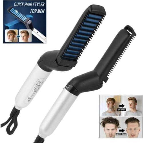 Multifunctional Hair Comb Brush Curling Iron Hair Volumize Flatten Side And Straighten Hair Curler Quick Hair Styler For Men dfd