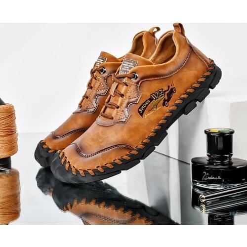 Fashion Men Casual Leather Shoes Quality Split Leather Men Shoes Loafers Flats Outdoor Moccasins Shoes Man Plus Size