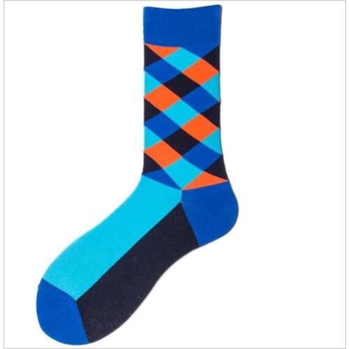 Mens cotton creative tide socks cotton British wind color plaid autumn and winter socks in the tube men socks no gift box