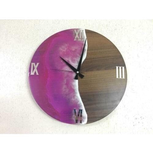 Wooden Special Design Handmade Wall Clock (lilac), Epoxy Special Design Wall Clock, Wall Clocks
