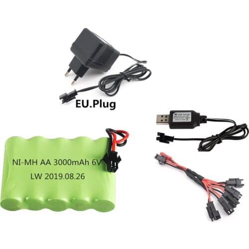 SM Plug) 6v 3000mah Ni-MH Battery + USB Charger For Rc toys Cars Tanks Robots Boats Guns AA 6v 2400mah NiMH Battery Pack