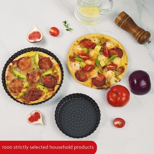 New Pizza Plate Perforated Carbon Steel Thickened Non-Stick Living Bottom Kitchen Baking Tray Baking Mold