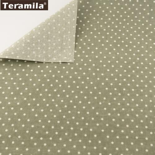 News Light Green Dots TERAMILA Cotton Linen Fabric for Tablecloth Pillow Bag Curtain Cushion Pillow Zakka Woven Tissue Cloth