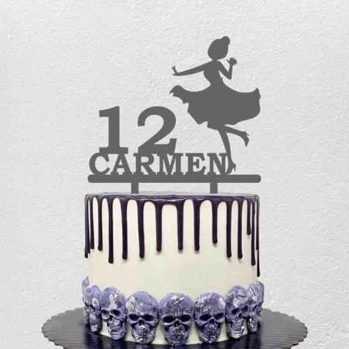 Personalized Girls Birthday Cake Topper Custom Name Age Girl Dancing Silhouette For Girl Birthday Party Cake Decoration Topper
