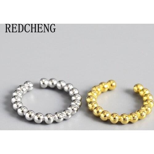 REDCHENG 925 Sterling Silver Opening Rings for Women INS Fashion Personality Exquisite Temperament Geometric Party Jewelry Gifts