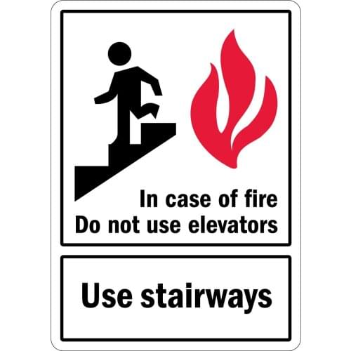 SmartSign In Case Of Fire Do Not Use Elevators, Use Stairways Sign | 7" x8" Aluminum