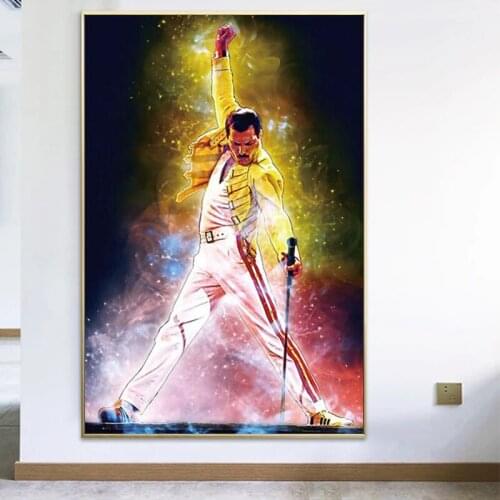 Modern Rock Band Star Canvas Painting Freddie Mercury Bohemian Rhapsody Poster Wall Art Picture Room Home Living Room Decoration