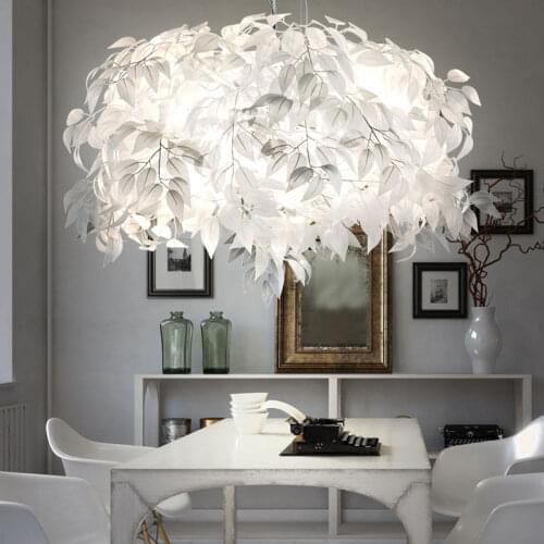 Modern LED Chandelier Stylish Leaves Ceiling Hanging Light Decoration Restaurant Living Room Bedroom Chandelier Lighting Fixture