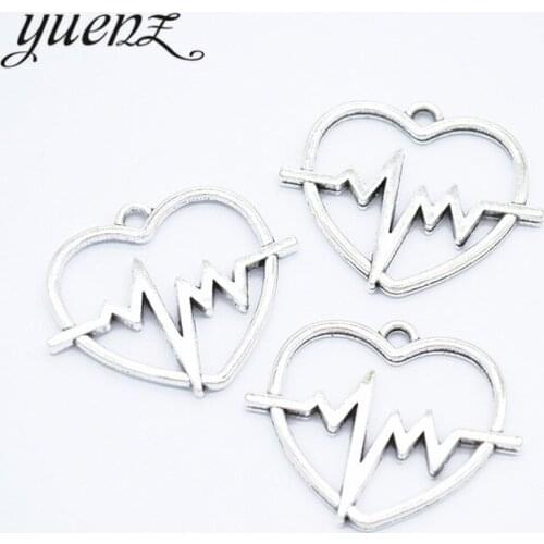 YuenZ 10pcs Antique silver color Metal Heart charm fit diy necklace charms jewelry making A64