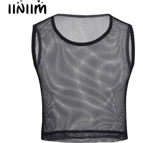 Iiniim Hot Sale Mens Sexy Solid Fishnet Mesh Muscle Show Evening Party Fashion See-through Costume Casual Mini Slim Fit Tank Top