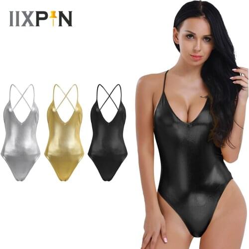 Silver Gold Bronzing Deep V Swimwear Women One Piece Swimsuit Monokini Backlace Push Up Bikini Set Beachwear Bathing Suit Female