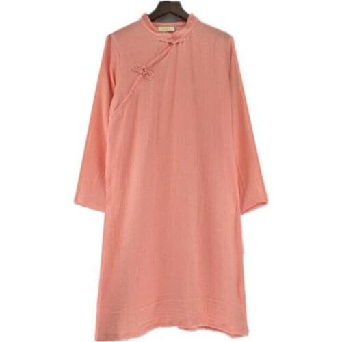 Plus Size S-4XL/5XL/6XL 2019 Spring Elegant Women Vintage Casual Long Sleeve Cotton Linen Folk Style Solid Lady Dress Vestidos