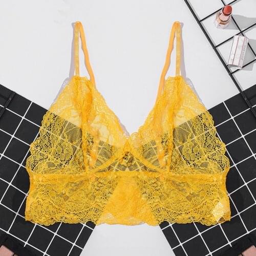 Sexy Woman Bra Floral Lace Bra Wire Free Bralette Lingerie Female Seamless Transparent Brassiere Crop Tops Vest Intimates *50