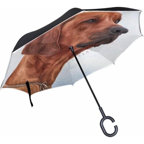 Rhodesian Ridgeback Dog Reverse Umbrella Windproof Double Layer Inverted Umbrella Self Stand Umbrella Rain Women
