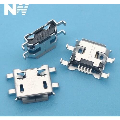 100Pcs Micro Usb Connector 5Pin 0.72Mm Heavy Plate B Type Have Curling Side Female Jack For Mobile Phone Charging Socket