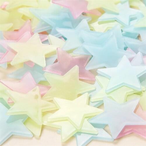 100pcs Luminous Star Wall Stickers Glow In The Dark Stars Wall Stickers Children Bedroom Ceiling 3D Home Decoration Stickers