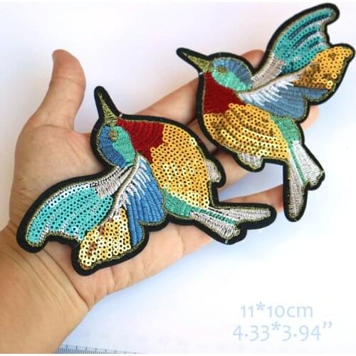 2pcs/set bird Iron on Patches for Clothes Jean Jackets Embroidery Patch Stickers Clothing Applique Decoration cartoon Badge
