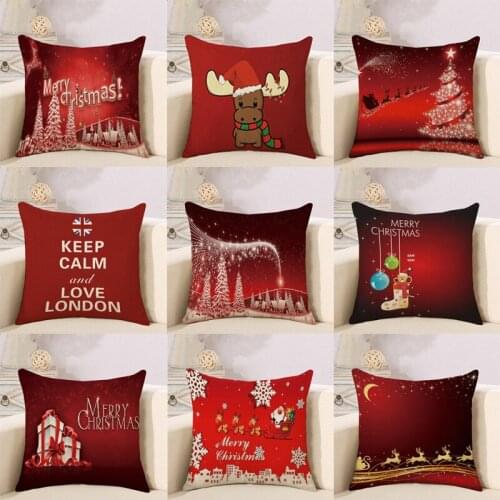 2022 Merry Christmas Decorative Pillowcases Linen / Cotton Christmas Throw Pillow Protector Case Cover 18x18 Pillow Cover