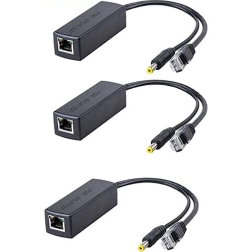 3PCS PoE Splitter 48V to 12V POE Connectors Splitter Extender Injector IEEE802.3Af/At 10/100M for Hikvision POE Splitter