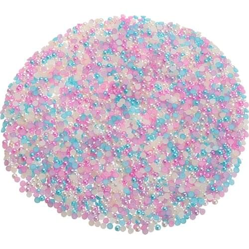 3000pcs Mixed Color Flat Back Bead 4mm Half Round Pearl Stylish Plastic Imitation Pearls for Note book Scrapbook Craft