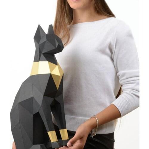 3D Puzzle Pre-cut Paper Egyptian Cat Model Animal Decoration Birthday Gift