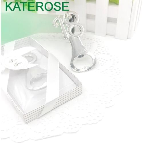 80PCS 18th Design Bottle Opener Wedding Birthday Anniversary Gift No.18 Silver Beer Openers Party Giveaway Gift For Guest