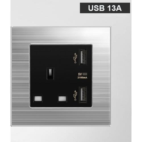 86 type 13A British port Macao Square foot Three hole socket USB socket panel International English standard Switch panel
