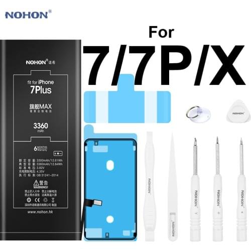 Nohon Battery For iPhone 7 Plus X 7P 7G iPhone7 7Plus Built-in Li-polymer Batteries + Tools For Apple iPhone X 7 Plus 7P Battery