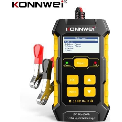 KONNWEI KW510 12V Car Battery Tester Pulse Repair Full Automatic 5A Battery Charger Wet Dry AGM Gel Cricut Analyzer Test Tool