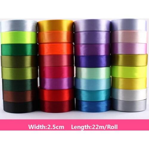 2.5cm Width Satin Ribbons DIY Material for Wedding Decoration,Wrapping Christmas Birthday Gifts/Cake,Making Rose Flowers/Bows