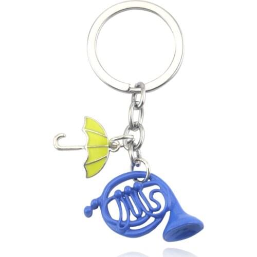 New How I Met Your Mother Blue French Horn Keychain Accessories Pendant Chain TV Series Jewelry Mothers Day Gift